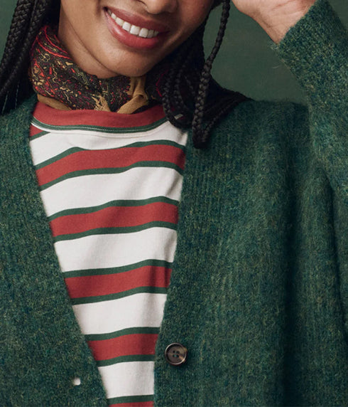 The Brushed Melange Cardigan - Meadow Green